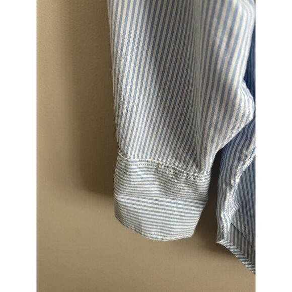 NWT GAP White Blue Striped  Cotton Poplin Oversized Button-Up Big Shirt Large - Picture 7 of 11